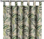 Zasłony - Dekoria Zasłona na szelkach 1 szt. oliwkowo-zielone liście na lnianym tle 1szt 130 × 260 cm Nordic 310-142-96 - miniaturka - grafika 1