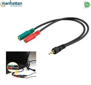 Manhattan Kabel /Adapter audio stereo 1 x jack 3.5 mm 4-pinowy na 2 x jack 3.5mm - Adaptery i przejściówki - miniaturka - grafika 3