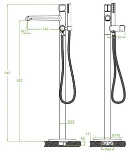 Laveo Laveo bateria bateria wannowa wolnostojąca Pretto BAO 911S grafit - Baterie podtynkowe - miniaturka - grafika 4
