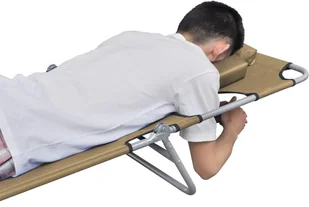 vidaXL Składany leżak z zagłówkiem i regulowanym oparciem, kolor taupe - Leżaki ogrodowe - miniaturka - grafika 2