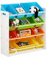 Półki i regały dla dzieci - Relaxdays regał dziecięcy z pojemnikami na regały, regał do przechowywania, kolorowy regał na zabawki, płyta MDF + tworzywo sztuczne, w różnych rozmiarach, kolorowy, x-large 10022747_60 - miniaturka - grafika 1