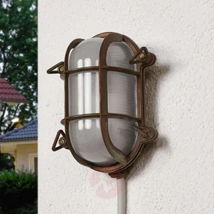 MORETTI Moretti Owalna zew lampa ścienna BENGT z antycz mosiądzu - Lampy ogrodowe - miniaturka - grafika 2
