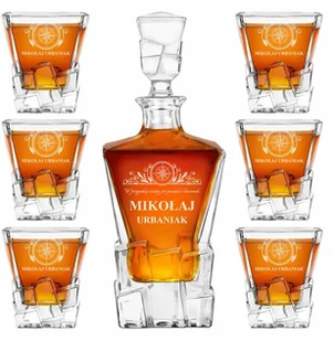 Murrano Karafka Ice Blink i 6 szklanek z grawerem dla konesera whisky KARIB_6xSZIB-036 - Karafki - miniaturka - grafika 22