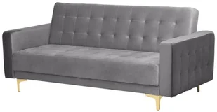 Beliani Sofa rozkładana welurowa szara ABERDEEN - Sofy i kanapy - miniaturka - grafika 3