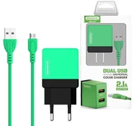 Ładowarki do telefonów - Somostel ŁADOWARKA SIECIOWA 2A + KABEL MICRO USB ZIELONA SOMOSTEL 2100MAH 2XUSB DUAL SMS-A53 SMS-A53 ZIELONA SMS-A53 micro zielona - miniaturka - grafika 1