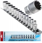 Klucze i nasadki - Nasadki Spline Na Szynie 1/4 13 szt. 12 Kątne Cr-V - miniaturka - grafika 1