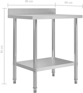 VidaXL Kuchenny stół roboczy z rantem, 80x60x93 cm, stal nierdzewna 51187 VidaXL - Stoły gastronomiczne - miniaturka - grafika 7