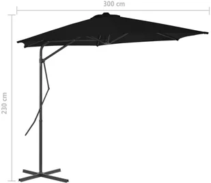 vidaXL Parasol ogrodowy na stalowym słupku, czarny, 300x230 cm vidaXL - Parasole ogrodowe - miniaturka - grafika 7