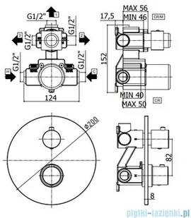 Paffoni Light Bateria podtynkowa z termostatem chrom LIQ019CR | - Baterie umywalkowe - miniaturka - grafika 2