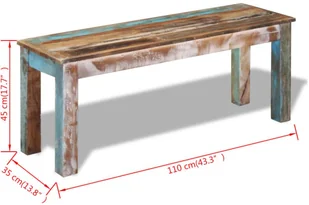 Ławka z odzyskiwanego drewna 110x35x45 cm - Ławki do przedpokoju - miniaturka - grafika 9