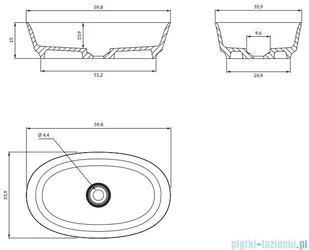 Omnires Neo M+ umywalka nablatowa 60x36 cm biały mat NEOUNBM | - Umywalki - miniaturka - grafika 2