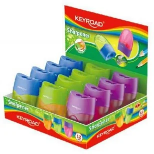 KEYROAD Temperówka KEYROAD Wave, plastikowa, podwójna, z pojemnikiem, pakowane na displayu, mix kolorów KR971687 - Temperówki - miniaturka - grafika 2