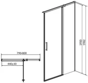 Ścianki i drzwi prysznicowe - Cersanit Cersanit Moduo Drzwi prysznicowe uchylne prawe 80x195 cm profile chrom szkło transpartentne CleanPro S162-004 - miniaturka - grafika 1