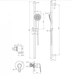 Deante Zestaw podtynkowy z zestawem natryskowym,drążek 80 cm CHROM NAC 09IP - Zestawy prysznicowe - miniaturka - grafika 3