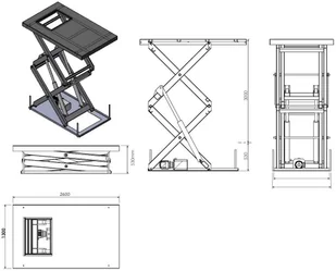 018 Podnośnik podest nożycowy udźwig 2000 kg wymiary platformy 2600x1300mm wysokość podnoszenia min/max 530-3530mm moc 3kW) 01878948 78948-uniw - Podnośniki - miniaturka - grafika 2