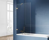 Parawany nawannowe - New Trendy EXK-2004-WP Parawan wannowy AVEXA GOLD 50x150 szkło czyste 6mm Active Shield wspornik prostopad$562y - miniaturka - grafika 1