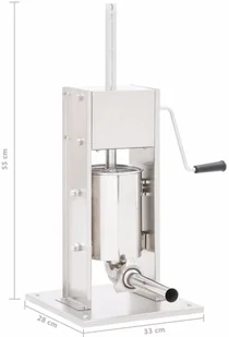 vidaXL Ręczna nadziewarka do kiełbasy, srebrna, 3 L, stal nierdzewna - Artykuły masarskie - miniaturka - grafika 8