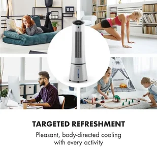 Klarstein Skyscraper Ice, chłodnica powietrza 4 w 1, 210 m3/h, 30 W, oscylacja, szara ACO4-SkyscpraperIceG - Klimatory - miniaturka - grafika 4