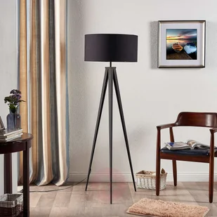 LINDBY Czarno-złota lampa stojąca Benik, trójnóg - Lampy stojące - miniaturka - grafika 2