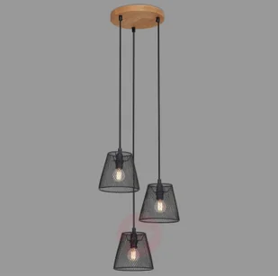 Briloner Lampa wisząca Wood & Style 4074, okrągła, 3-pkt. - Lampy sufitowe - miniaturka - grafika 2