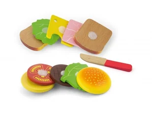 VIGA Toys Zestaw Do Krojenia Hamburger i Kanapka 50810 - Zabawki AGD - miniaturka - grafika 3