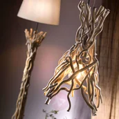 Lampy stojące - ONLI Lampa podłogowa Agar klosz z tkaniny i drewno - miniaturka - grafika 1