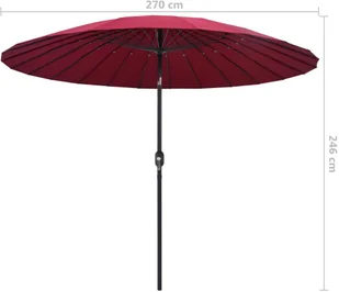 vidaXL Parasol ogrodowy na słupku aluminiowym, 270 cm, bordowy vidaXL - Parasole ogrodowe - miniaturka - grafika 7