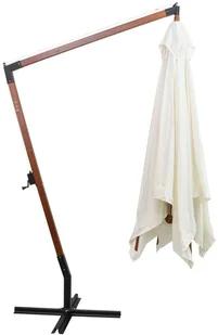 vidaXL Parasol ogrodowy wiszący, 300 x cm, drewniany, biały - Parasole ogrodowe - miniaturka - grafika 4