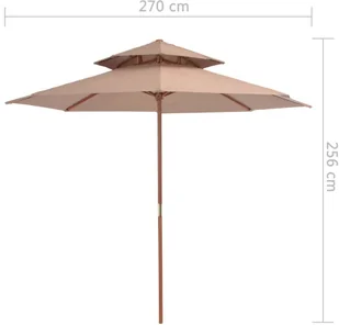 vidaXL Parasol ogrodowy z podwójnym daszkiem, 270 cm, taupe - Parasole ogrodowe - miniaturka - grafika 8
