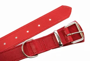 WIREX (PL) Solidna Obroża Dla Psa Czerwona z Czerwoną Nitką Skóra Naturalna 35 mm / 77 cm - Obroże dla psów - miniaturka - grafika 4