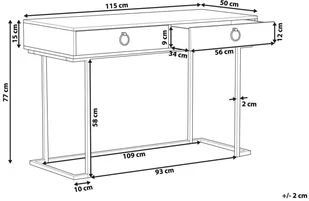 Beliani Biurko / Konsola 2 szuflady biało-złota WESTPORT - Konsole i sekretarzyki - miniaturka - grafika 4