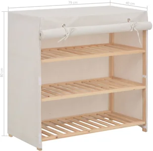 vidaXL Szafka na buty z pokrowcem, biała, 79x40x80 cm, tkanina - Szafki na buty - miniaturka - grafika 6