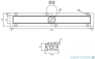 Omnires Lowfix odpływ liniowy z maskownicą do wklejenia płytek 60 cm czarny LOWFIX60TBL - Syfony - miniaturka - grafika 2