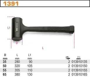Beta MŁOTEK GUMOWY 50MM 1391/50 - Młotki - miniaturka - grafika 2
