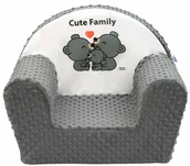 Wyposażenie pokoiku dziecięcego - New Baby Fotelik dla dzieci z Minky Cute Family szary, 42 x 53 cm - miniaturka - grafika 1