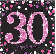 Kinder party - AMSCAN 9900595 serwetki do 30. urodziny, 33 cm 9900595 - miniaturka - grafika 1