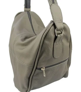 Magre (PL) Plecak Skórzany (PL) JOWITA Skóra Naturalna Licowa GRAFITOWO-BEŻOWY - Plecaki - miniaturka - grafika 3