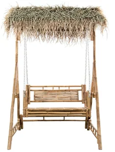 vidaXL 2-os huśtawka ogrodowa bambus i liście palmy poduszka 202cm 3063934 - Huśtawki - miniaturka - grafika 3