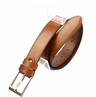 Paski - Pas-Max (PL) Pasek Skórzany (PL) "IMITACJA SZYCIA" Skóra Licowa 30 mm JASNY BRĄZ - miniaturka - grafika 1