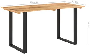 vidaXL Stół jadalniany, 140x70x76 cm, lite drewno akacjowe - Stoły - miniaturka - grafika 7