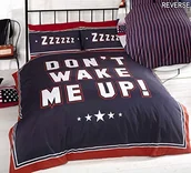 Pościel - Bedding Heaven ' ''Finest Homeware Don''t Wake Me King size'' poszewka na kołdrę i 2 poszewki na poduszkę zestaw pościeli odwracalny, granatowy, poliester - bawełna 12392376' - miniaturka - grafika 1