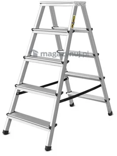 Drabina aluminiowa, dwustronna, 5 stopni wytrzymałość: 125-150 kg (wytrzymałość 125 kg) - Drabiny Drabina aluminiowa, dwustronna, 5 stopni wytrzymałość: 125-150 kg (wytrzymałość 125 kg) - Drabiny - miniaturka - grafika 1