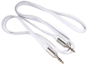 Maclean Przewód jack 3.5 mm, płaski 1m, metalowy wtyk, white MCTV-694 W - Kable - miniaturka - grafika 3