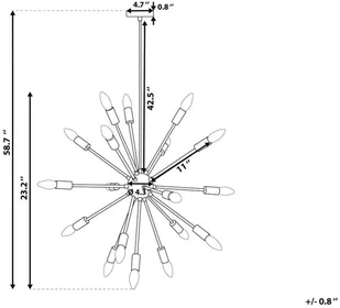 Beliani Lampa wisząca złota na 18 żarówek MAGUSE - Lampy sufitowe - miniaturka - grafika 6