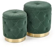 Pufy i podnóżki - Halmar Designerski zestaw dwóch puf POLLY w stylu glamour butelkowa zieleń/złote V-CH-POLLY-PUFA-C.ZIELONY - miniaturka - grafika 1