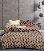 Pościel - DecoKing DecoKing  Pościel Mikrofibra - Hypnosis - Triangles - Brązowo-Beżowy 200x220 + 80x80*2 cm - miniaturka - grafika 1