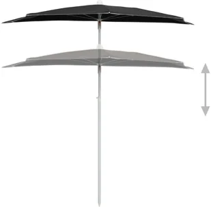 vidaXL Półokrągły parasol ogrodowy na słupku, 180x90 cm, czarny 315565 - Parasole ogrodowe - miniaturka - grafika 4