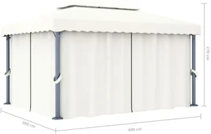 vidaXL Altana ogrodowa z zasłonami, 4 x 3 m, kremowa - Altany ogrodowe - miniaturka - grafika 7