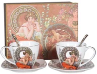 Filiżanki - Zestaw prezentowy porcelanowej filiżanki z talerzykiem i łyżeczką Alfons Mucha, 2 szt. - miniaturka - grafika 1