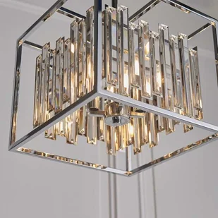 Endon Wisząca LAMPA glamour ACADIA 81930 Endon kwadratowa OPRAWA metalowa klatka ZWIS z kryształkami chrom przezroczysta 81930 - Lampy sufitowe - miniaturka - grafika 3